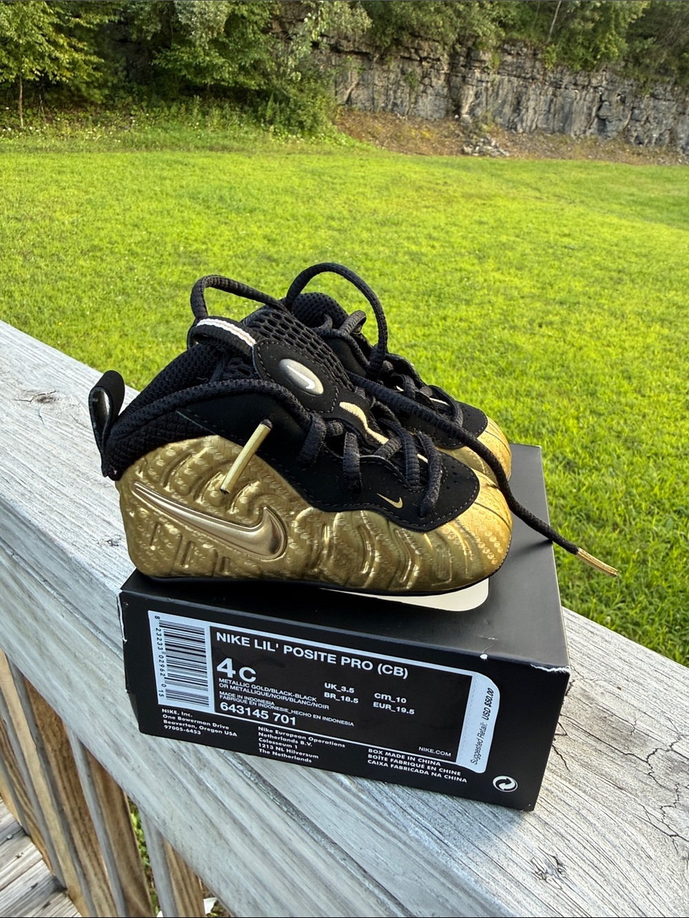 Nike Kids Gold and Black Lil' Posite Pro Crib Sneakers